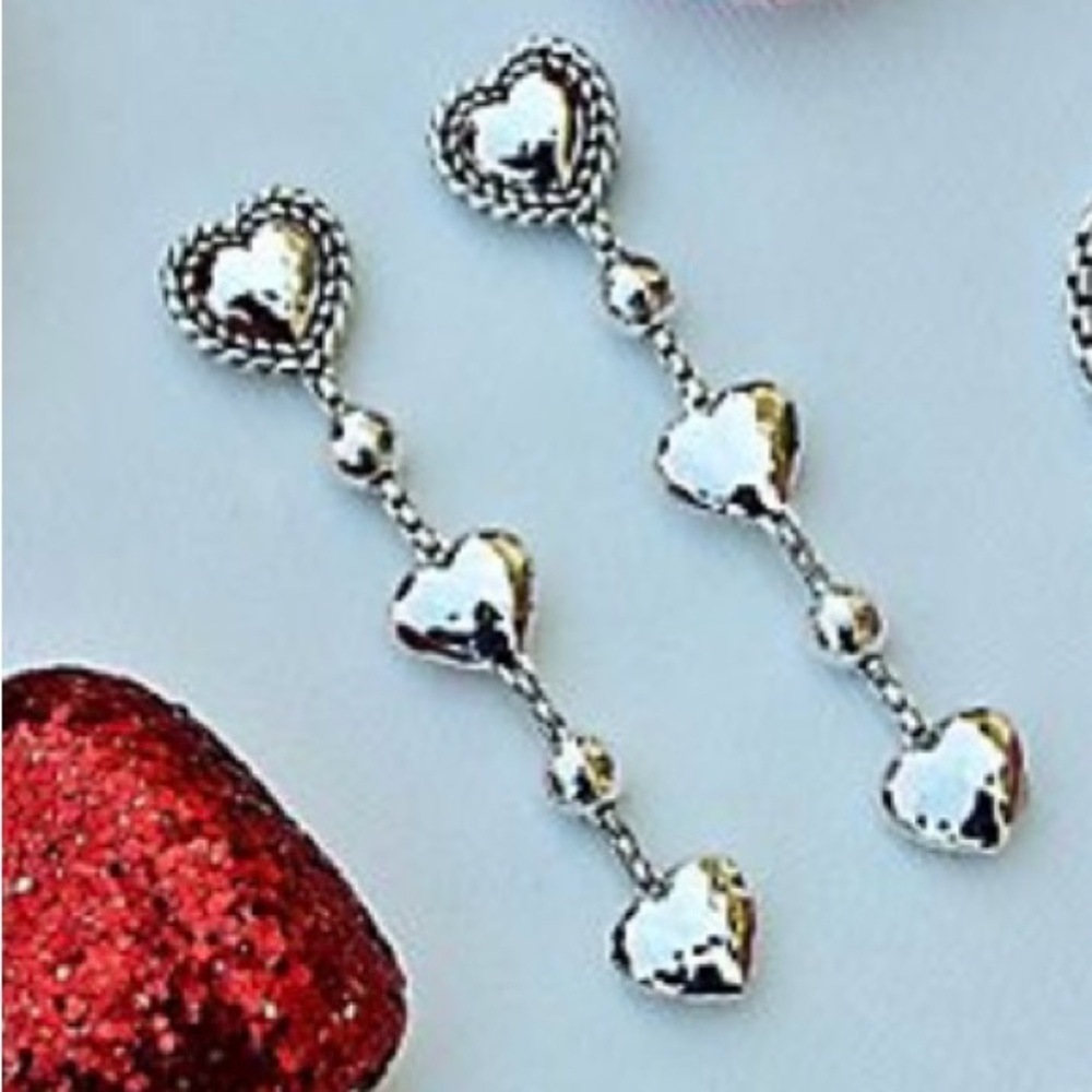 JAI Sterling Silver Drop Heart Earrings